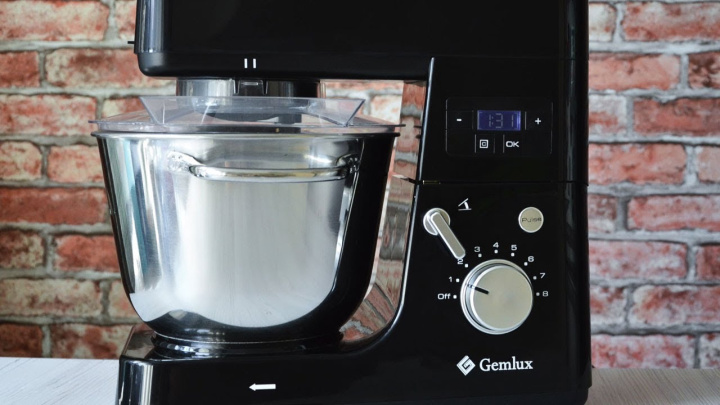 Планетарный миксер GEMLUX GL-SM-712B / Обзор планетарного миксера с чашей 5,5 л (таймер, 1200 Вт)